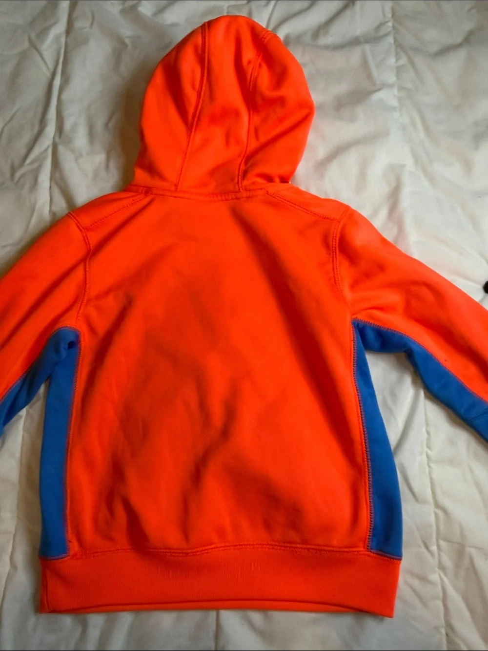 Nike Kids Orange Hoodie with Blue Swoosh and Trim